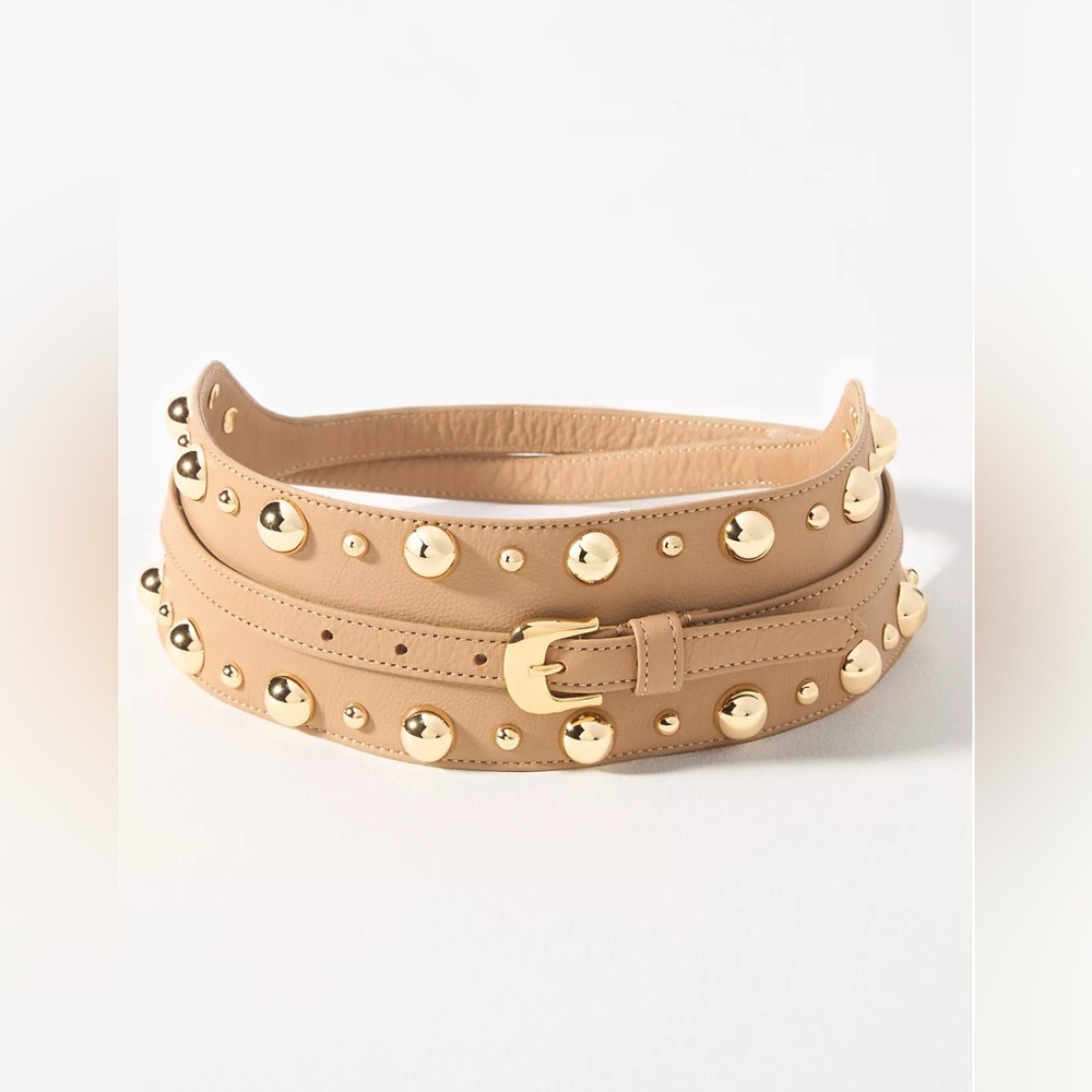 A12-B-Low the Belt GEORGETTE MOTO LEATHER BELT-Vacchetta Gold